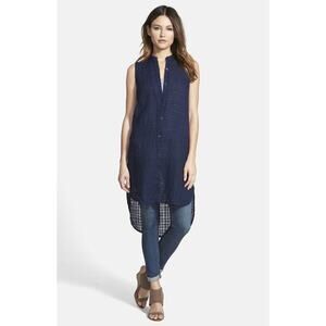 Eileen Fisher Textured 100% Linen Sleeveless Dress XS
